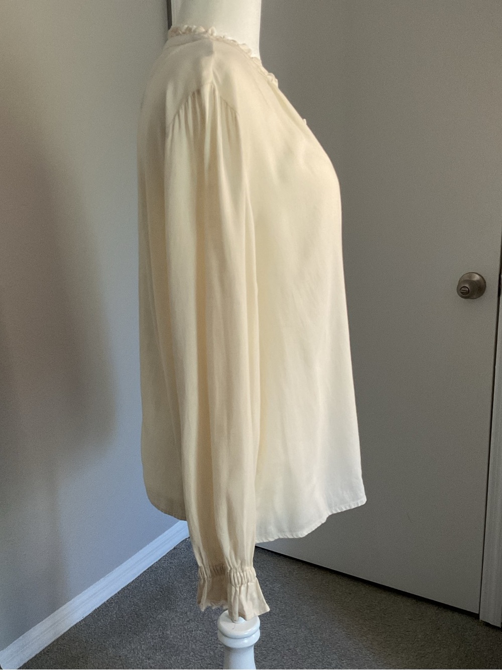Source Unknown Cream Ruffle-Neck Button-Down Blouse - Picture 2 of 5